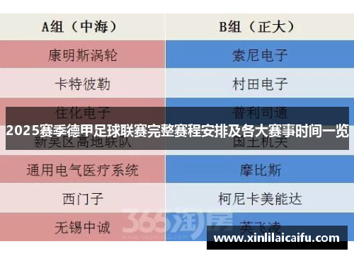 2025赛季德甲足球联赛完整赛程安排及各大赛事时间一览